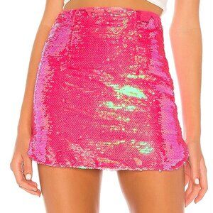 Superdown Shanice Iridescent Neon Pink Sequin Mini Skirt Barbie Mermaid Party M